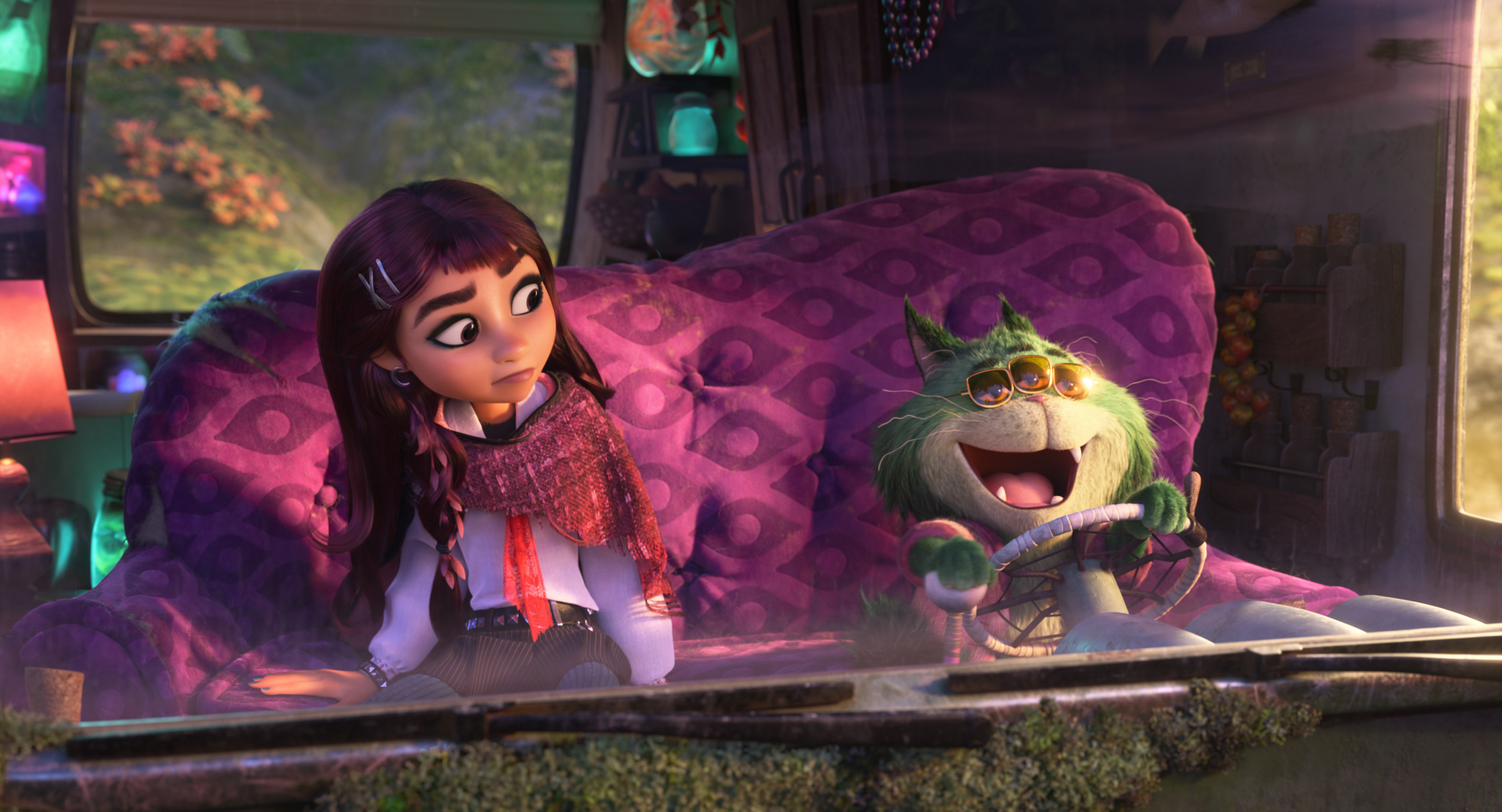Billie Doe (voiced by Hailee Steinfeld) and Beef Roger Crummchuk (voiced by Walton Goggins) in Walt Disney Animation Studios' "Hexed"