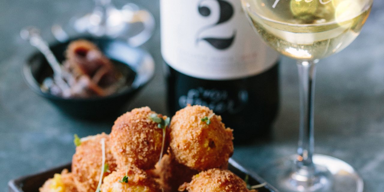 Spier Creative Block 2 paired with anchovy-stuffed arancini with aioli