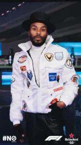 Heineken 0.0 F1 Movie Premiere. Man in white jacket