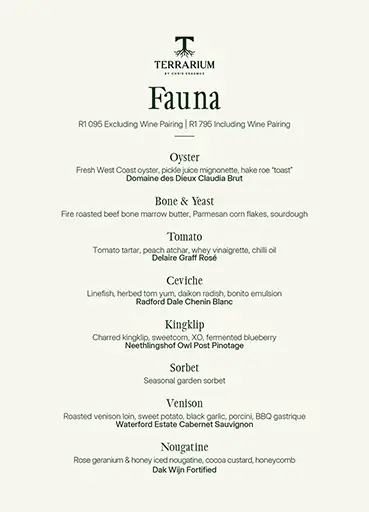 Terrarium À La Carte Menu.