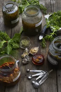 Terrarium à la carte menu. Sustainable food in jars