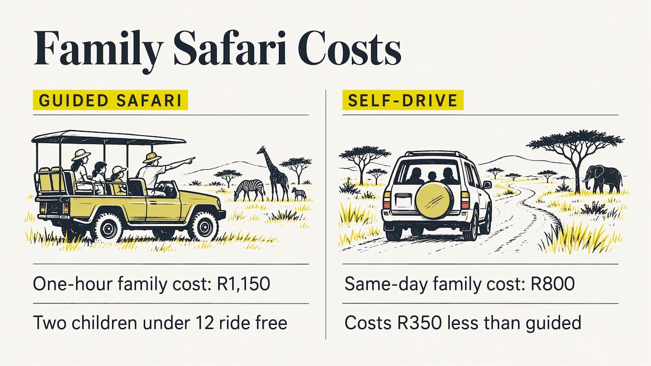 Family safari costs compared with R350 difference