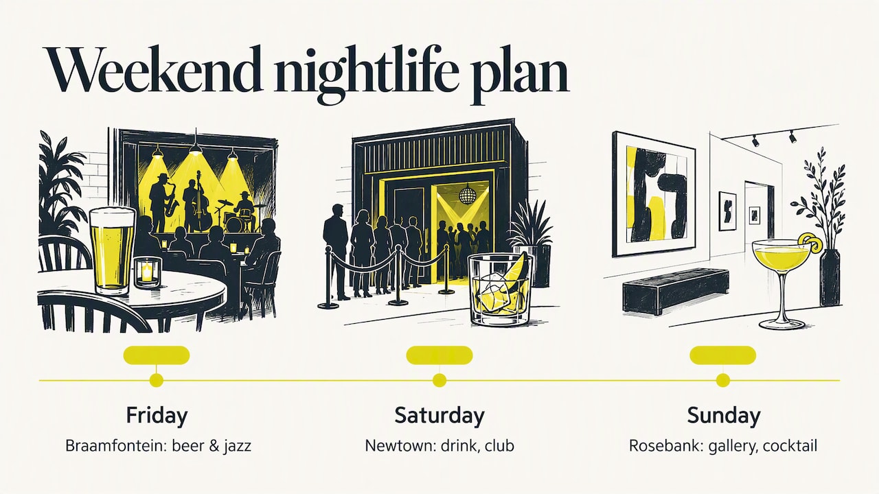 Three-day Johannesburg nightlife itinerary by neighborhood