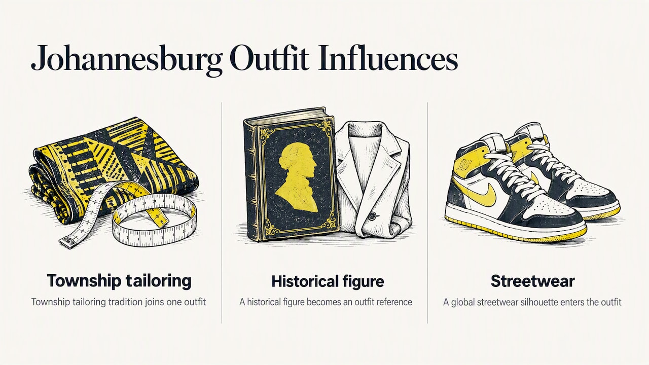 Three fashion influences combined in one outfit